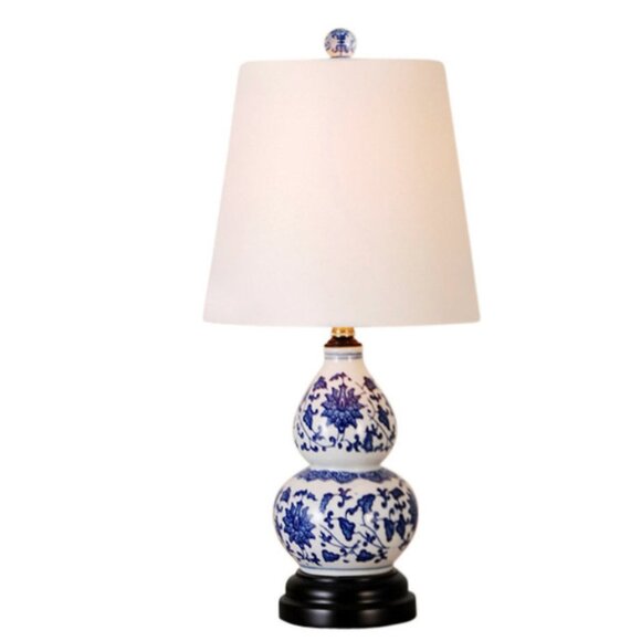 Blue and White Porcelain Floral Vase Table Lamp